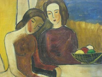 B la K d r Painting Seated Women with Nudes Signed Bela Kadar Hungary 1877 1955 