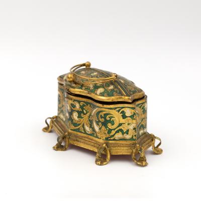B lisaire Boissier Gilt Metal and Green Enamel Jewelry Box Maison Boissier Circa 1900 1930