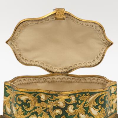 B lisaire Boissier Gilt Metal and Green Enamel Jewelry Box Maison Boissier Circa 1900 1930