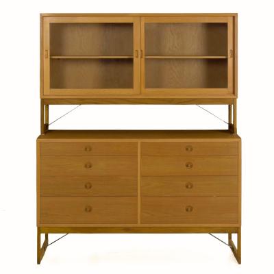 B rge Mogensen B rge Mogensen Danish Mid Century Modern Oak Bookcase Cabinet over Dresser
