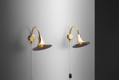B rje Claes B rje Claes Brass Adjustable Wall Lamps for Norlett Elit Sweden 1970s