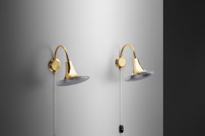 B rje Claes B rje Claes Brass Adjustable Wall Lamps for Norlett Elit Sweden 1970s
