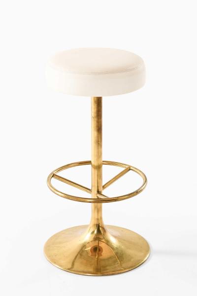 B rje Johanson Set of 4 Bar Stools in Brass and Imitation Leather by B rje Johanson 1960s