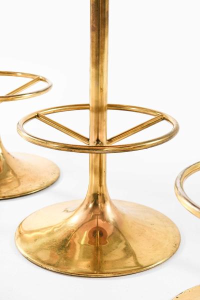 B rje Johanson Set of 4 Bar Stools in Brass and Imitation Leather by B rje Johanson 1960s