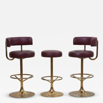 B rje Johansson Set of 3 Brass B rje Johansson Bar Stools by Johansson Design Signed