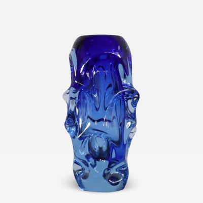 B rne Augustsson Blue Vase Blown Glass Sweden 1940s