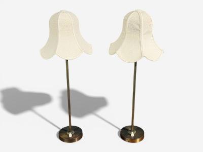 BABO Table Lamps Brass Fabric Sweden 1900s