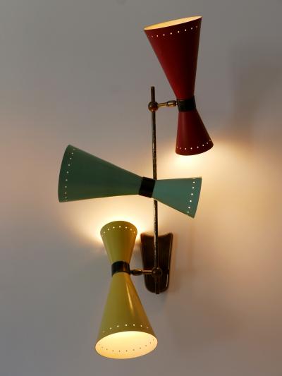 BAG Turgi Bronzewarenfabrik AG Turgi Exceptional Three Armed Diabolo Sconce or Ceiling Fixture by BAG Turgi 1950s
