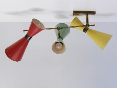 BAG Turgi Bronzewarenfabrik AG Turgi Exceptional Three Armed Diabolo Sconce or Ceiling Fixture by BAG Turgi 1950s