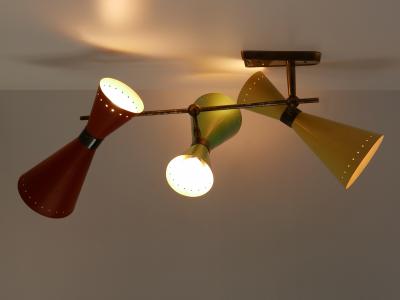 BAG Turgi Bronzewarenfabrik AG Turgi Exceptional Three Armed Diabolo Sconce or Ceiling Fixture by BAG Turgi 1950s