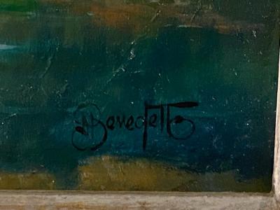 BATHING NUDE AND DEER IN LUSH LANDSCAPE PAINTING BY MICHAEL BENEDETTO