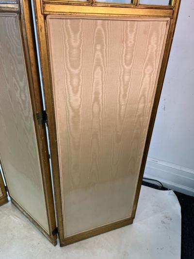 BEAUTIFUL ANTIQUE GILT WOOD GLASS AND MIRROR TRIFOLD ROOM SCREEN