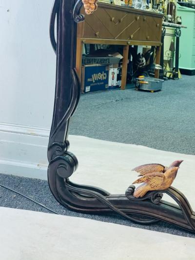 BEAUTIFUL CARVED ART NOUVEAU BUNCH OF GRAPES AND BIRDS MIRROR