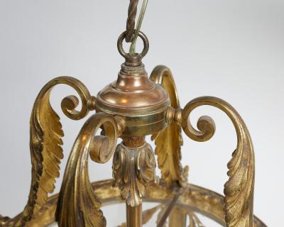 BEAUTIFUL FRENCH LOUIS XVI STYLE GILT BRONZE CIRCULAR LANTERN