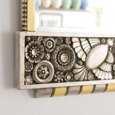 BELGIUM 1920S ART DECO SILVER AND GOLD LEAF MIRROR