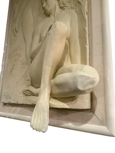 BILLY MACK THREE DIMENSIONAL SEATED NUDE SAND COMPOSITION WALL SCULPTURE BY BILLY MACK