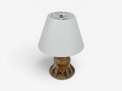 BJ Keramik Brutalist Table Lamp Beige Stoneware Denmark 1960s