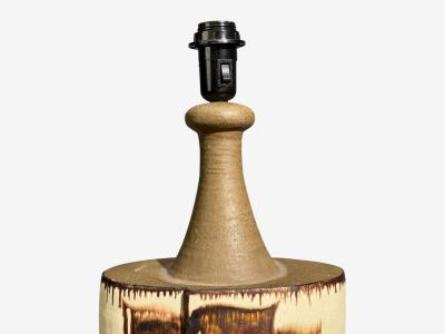 BJ Keramik Large Table Lamp Brown Stoneware Denmark 1960s