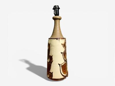 BJ Keramik Large Table Lamp Brown Stoneware Denmark 1960s