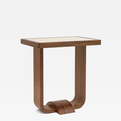 BK Limited Edition BK Antiques LLC Art Deco Walnut and Marble Side Table