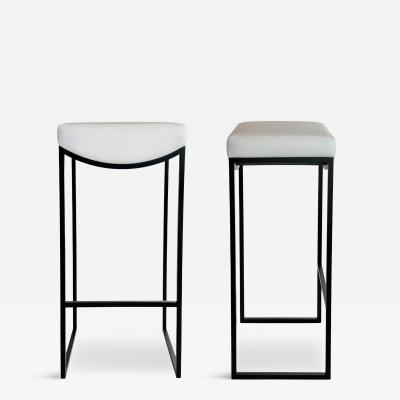 BK Limited Edition BK Antiques LLC Black Metal Bar Stool With Upholstered Seat