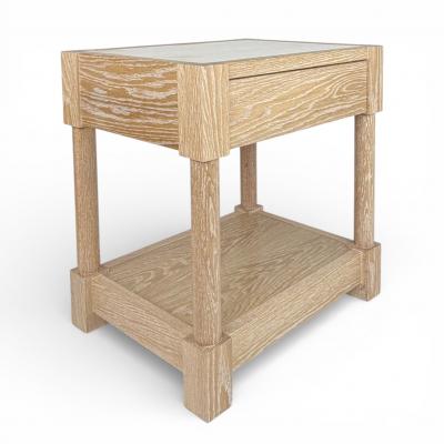 BK Limited Edition BK Antiques LLC Pair of Cerused Oak Travertine Nightstands