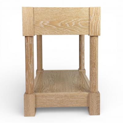 BK Limited Edition BK Antiques LLC Pair of Cerused Oak Travertine Nightstands