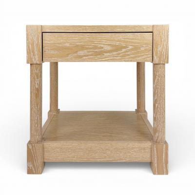 BK Limited Edition BK Antiques LLC Pair of Cerused Oak Travertine Nightstands