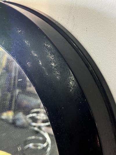 BLACK AND CHROME MACHINE AGE ART DECO MIRROR