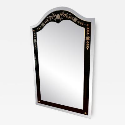 BLACK AND CLEAR ART DECO ENGRAVED MIRROR