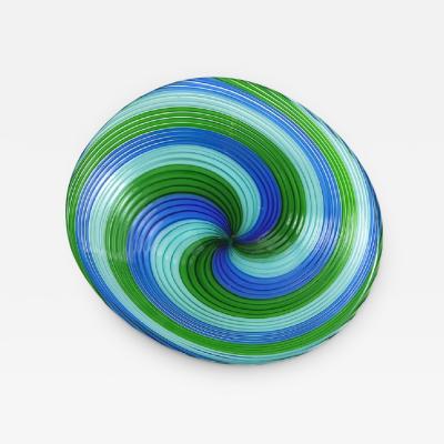 BLUE AND GREEN MURANO FILIGRANA BOWL