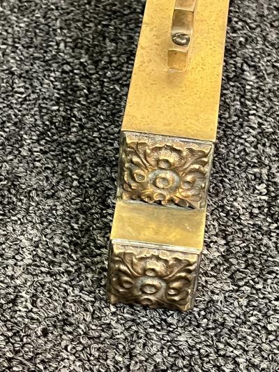 BRASS ART DECO STANDING MIRROR WITH GREEK KEY DESIGN BASE