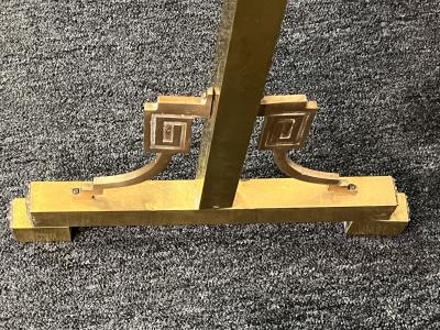 BRASS ART DECO STANDING MIRROR WITH GREEK KEY DESIGN BASE