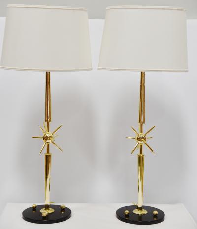 BRASS STARBURST Design Table Lamps PAIR 