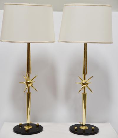 BRASS STARBURST Design Table Lamps PAIR 