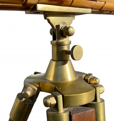 BRASS TELESCOPE WITH TESSALLATED BAMBOO ON TRIPOD BASE