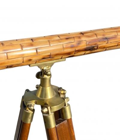 BRASS TELESCOPE WITH TESSALLATED BAMBOO ON TRIPOD BASE