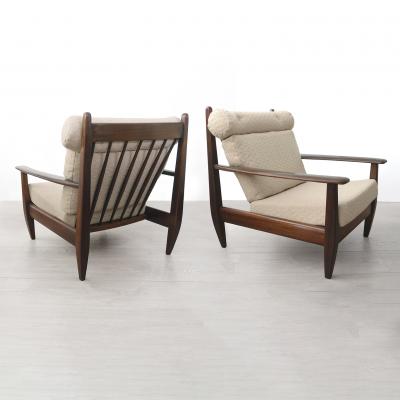 BRAZILIAN LOUNGE CHAIRS IN CARVED SOLID TEAK 1960S