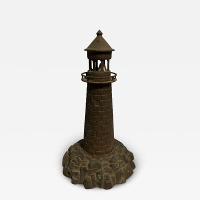 BRONZE ART DECO LIGHTHOUSE LAMP