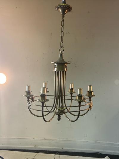 BRONZE ART DECO STAR CHANDELIER