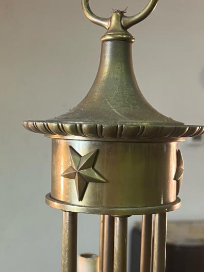 BRONZE ART DECO STAR CHANDELIER