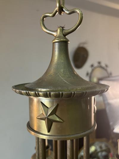 BRONZE ART DECO STAR CHANDELIER