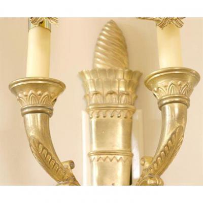 BRONZE DORE EMPIRE SCONCES PAIR