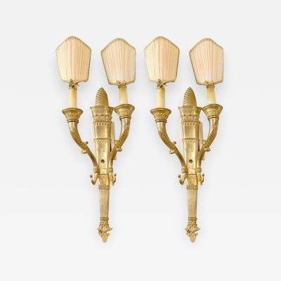BRONZE DORE EMPIRE SCONCES PAIR