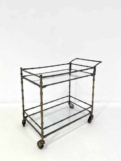 BRONZE FAUX BAMBOO BAR CART