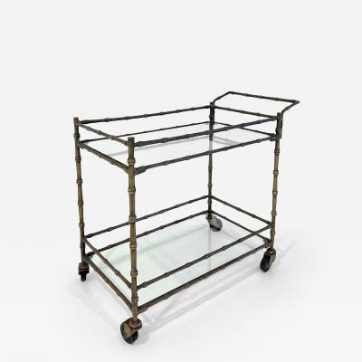 BRONZE FAUX BAMBOO BAR CART