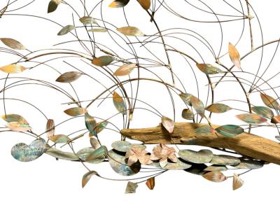 BRUTALIST METALS GEESE DRIFTWOOD LILY PADS FLOWERS CATTAILS WALL SCULPTURE