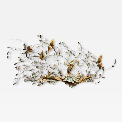 BRUTALIST METALS GEESE DRIFTWOOD LILY PADS FLOWERS CATTAILS WALL SCULPTURE