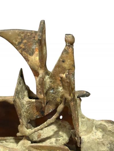 BRUTALIST MIXED METALS FARM TRACTOR SCULPTURE