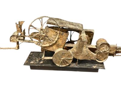 BRUTALIST MIXED METALS FARM TRACTOR SCULPTURE